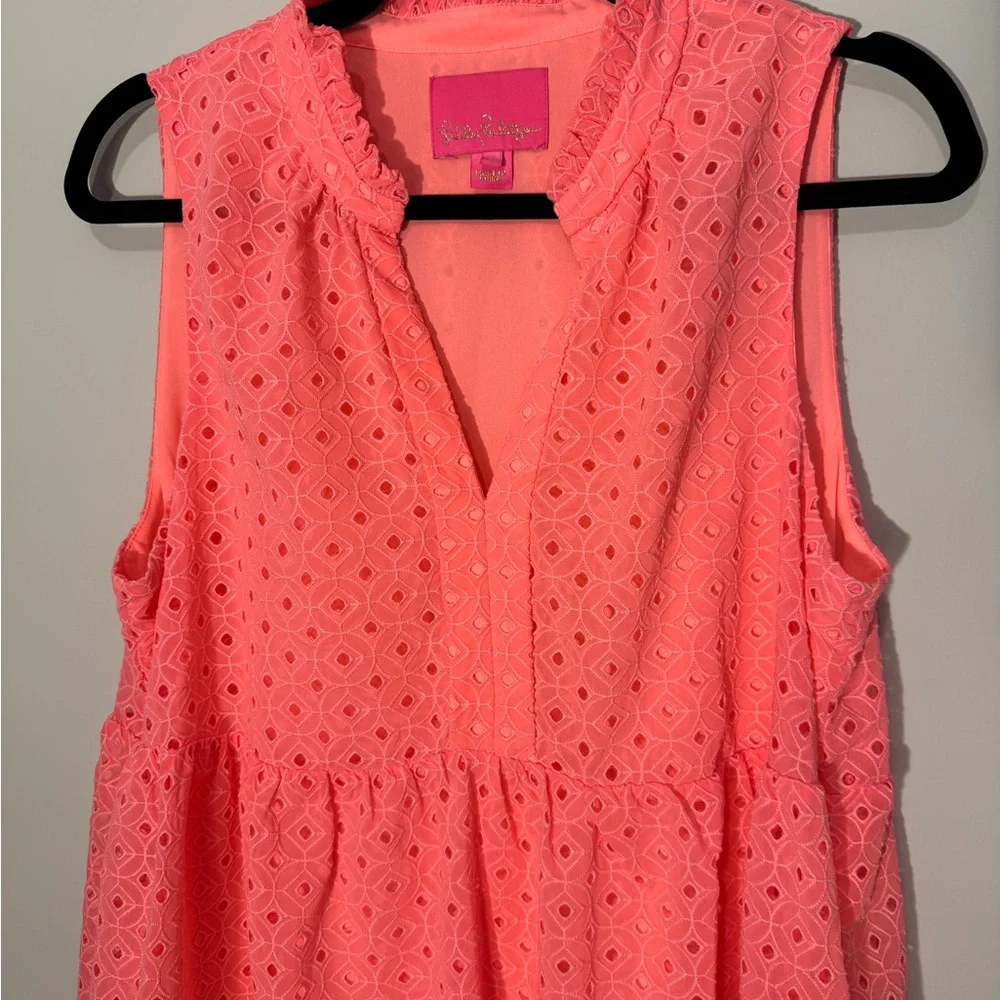 Lilly Pulitzer Novella Eyelet Swing Dress Pink/Coral Size Medium - Picture 4 of 7